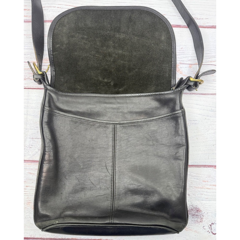 Vintage‎ Coach 4115 Whitney Flap Crossbody Shoulder Bag Black Leather Brass USA - Picture 3 of 12